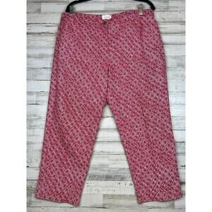 Chico’s Womens Crop Jeans Size 2 Pink White Print High Rise 5 Pocket Pants